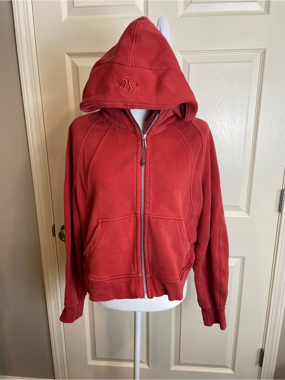 lululemon athletica oversized cropped scuba Zip-Up Hoodie Jacket cayenne m/l